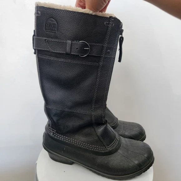 Sorel Fancy Tall Snow Boots Womens Black Size 9 - Picture 3 of 7